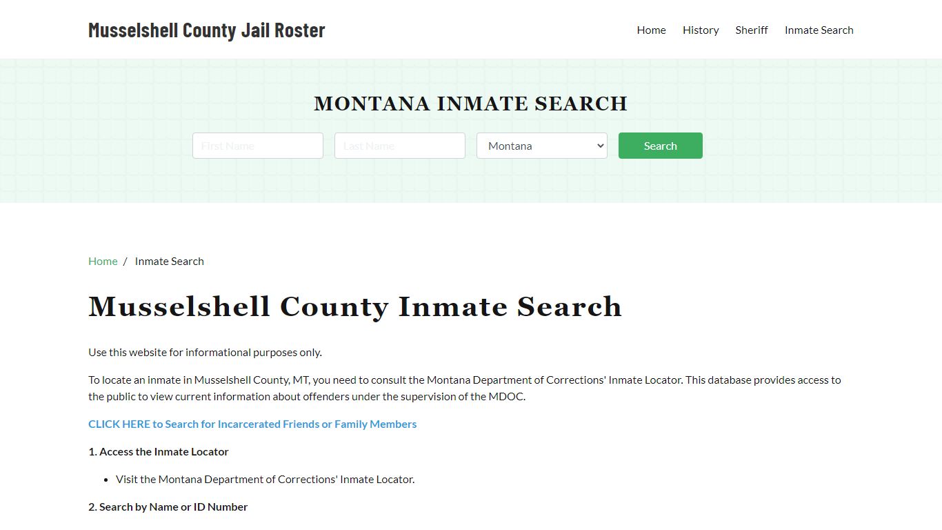 Musselshell County, MT Detainee Lookup