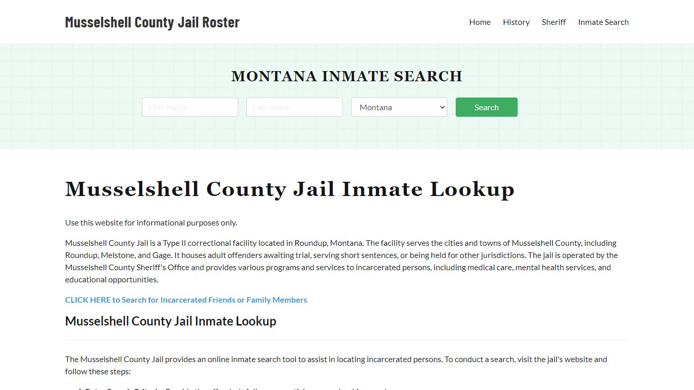 Musselshell County Jail Roster Lookup, MT, Inmate Search