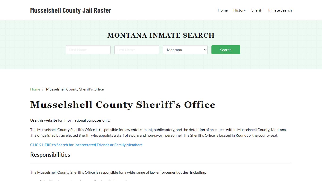 Musselshell County Sheriff Office, MT, Arrest Warrants Search