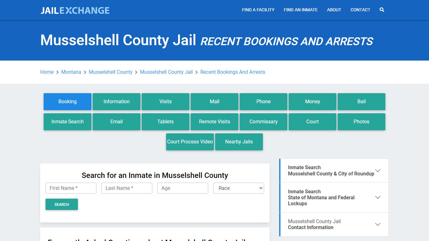 Musselshell County Jail Recent Bookings And Arrests