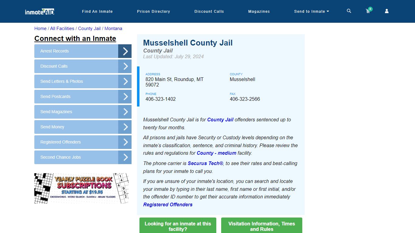 Musselshell County Jail - Inmate Locator